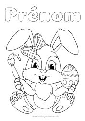 Coloriage gratuit Art Lapin Animal Oeufs de Pâques Pâques Coloriages intermédiaires Animaux de la forêt