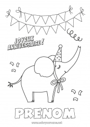 Dessin gratuit Anniversaire élephant Fête Animal Coloriages faciles Joyeux anniversaire (français) Message Animaux de la ferme Animaux sauvages d'Afrique