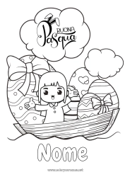Disegno gratuito Kawaii Barca Uova di Pasqua Pasqua Messaggio di 