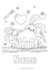 Free colouring Flowers Cake Heart Spring Rabbit Animal Tulip Forest animals