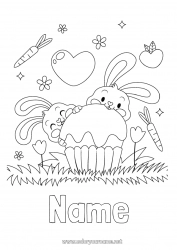 Free coloring Cake Heart Spring Bunny Animal Tulip Forest animals