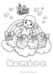 Dibujo libre Corazón Kawaii Primavera Arcoíris Huevos de Pascua Mensaje de 