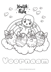 Gratis tekening Hart Kawaii Lente Regenboog Paaseieren 