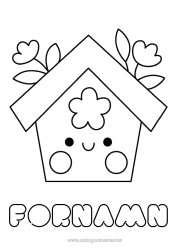 Gratis färgläggning Söt Blommor Söt Fågel Vår Lätta målarbilder Fåglar och flygande däggdjur Fågelholk