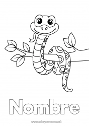 Colorear gratis Lindo Animales Serpiente Árbol Reptiles