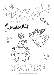 Dibujo libre Cumpleaños Rana Pájaro Animales Dibujos intermedios para colorear Mensaje de feliz cumpleaños (inglés) Animales marinos o acuáticos Aves y mamíferos voladores