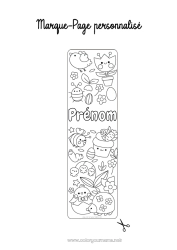 Coloriage à personnaliser Kawaii Activités enfants Pâques Marque page Symboles