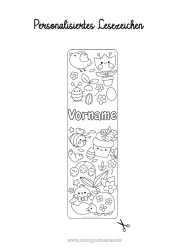 Malvorlage anpassen Kawaii Frühling Kinderaktivitäten Tier Ostern Lesezeichen Maiglöckchen Symbole Insekten