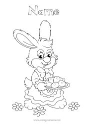 Free colouring Rabbit Animal Easter eggs Easter Forest animals