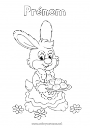 Coloriage gratuit Lapin Animal Oeufs de Pâques Pâques Animaux de la forêt