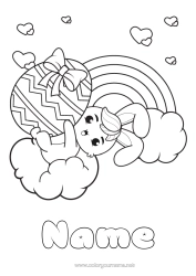 Free colouring Cute Cute Rabbit Animal Rainbow Easter Large Easter egg Forest animals