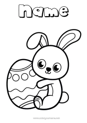Colouring to customise Rabbit Animal Easter Large Easter Egg Easy Colouring Pages Forest Animals
