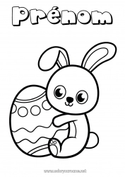 Dessin gratuit Lapin Animal Pâques Gros oeuf de Pâques Coloriages faciles Animaux de la forêt