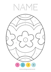 Free coloring Coloring by numbers Children's activities Easter Big easter egg Easy coloring pages