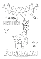 Gratis teckning Födelsedag Giraff Djur Lätta målarbilder Grattis på födelsedagen! Afrikas vilda djur