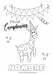 Colorear gratis Cumpleaños Jirafa Animales Dibujos fáciles para colorear Mensaje de feliz cumpleaños (inglés) Animales salvajes de África