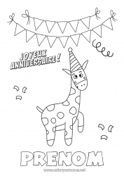 Dessin gratuit Anniversaire Girafe Animal Coloriages faciles Joyeux anniversaire (français) Message Animaux sauvages d'Afrique