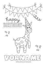 Kostenlose Malvorlage Geburtstag Giraffe Tier Einfache Ausmalbilder Alles Gute zum Geburtstag (Französisch) Nachricht Wilde Tiere Afrikas