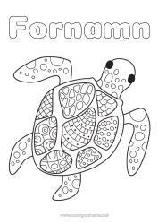 Gratis färgläggning Mandala Sköldpadda Djur Marina djur eller vattenlevande djur Reptiler Havssköldpadda