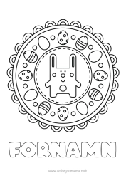 Gratis färgläggning Mandala Kanin Djur Påskägg Påsk Skogens djur