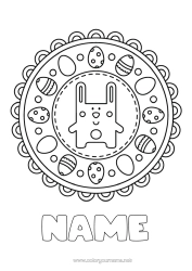 Free colouring Mandala Rabbit Animal Easter eggs Easter Forest animals