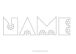 Free colouring Flowers Decorated name
