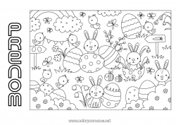 Coloriage gratuit Mignon Lapin Animal Oeufs de Pâques Pâques Muguet Animaux de la forêt