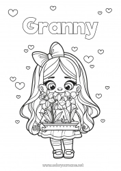 Child coloring page Flowers Heart Girl Child Daffodils