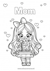 Child coloring page Flowers Heart Girl Child Daffodils