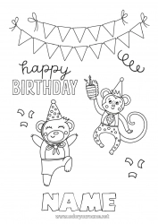 Free drawing Bear Birthday Animal Intermediate coloring pages Happy Birthday (English) Message Forest animals