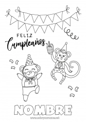 Colorear gratis Llevar Cumpleaños Animales Dibujos intermedios para colorear Mensaje de feliz cumpleaños (inglés) Animales del bosque