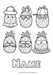 Free coloring Pineapple Fruits