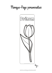 Coloriage à personnaliser Fleurs Printemps Marque page Tulipe Pays Bas