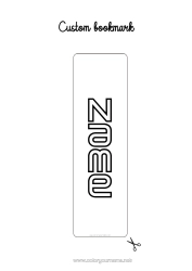Free colouring Decorated name Bookmark