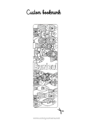Pagină de colorat pentru copii Pește Primăvară Animal Pește Semn de carte Desene de colorat complexe Animale marine sau acvatice