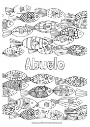 Niño página para colorear Mandala Animales Pescado Dibujos complejos para colorear Animales marinos o acuáticos