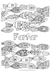 Gratis färgläggning Mandala Djur Fisk Komplexa målarbilder Marina djur eller vattenlevande djur