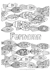 Gratis färgläggning Mandala Djur Fisk Komplexa målarbilder Marina djur eller vattenlevande djur