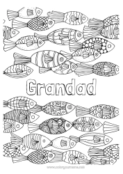 Free colouring Mandala Animal Fish Complex colouring pages Marine or aquatic animals