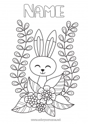 Free coloring Flowers Spring Bunny Animal Easter Forest animals