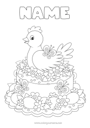 Free colouring Flowers Cake Hen Spring Butterfly Animal Easter Insects Farm animals