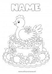 Free coloring Flowers Cake Hen Spring Butterfly Animal Easter Insects Farm animals