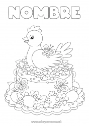 Dibujo libre Flores Tarta Gallina Primavera Mariposa Animales Pascua de Resurrección Insectos Animales de granja