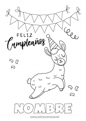 Colorear gratis Cumpleaños Animales Llama Dibujos fáciles para colorear Mensaje de feliz cumpleaños (inglés) Otros animales del mundo