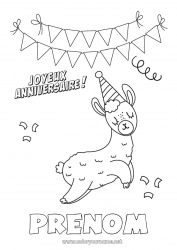 Coloriage gratuit Anniversaire Animal Lama Coloriages faciles Joyeux anniversaire (français) Message Autres animaux du monde