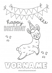 Malvorlage anpassen Geburtstag Tier Lama Einfache Ausmalbilder Alles Gute zum Geburtstag (Französisch) Nachricht Andere Tiere der Welt