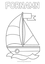 Gratis teckning Hav Fordon Båt Segelbåt Lätta målarbilder Marina fordon