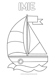 Rysunek za darmo Morze Pojazdy łódź Żaglówka Łatwe kolorowanki Pojazdy morskie