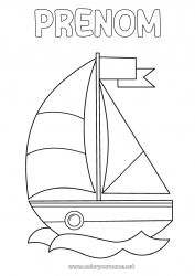 Coloriage gratuit Mer Véhicules Bateau Voilier Coloriages faciles Véhicules maritimes