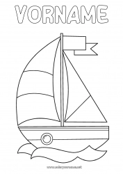 Kostenlose Malvorlage Meer Fahrzeuge Boot Segelboot Einfache Ausmalbilder Seefahrzeuge